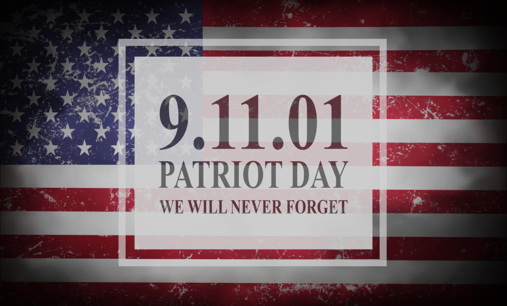 A patriotic day with the american flag and text.