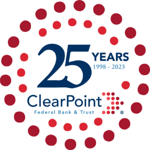A circle of red dots with the words " clearpoint 3 ".